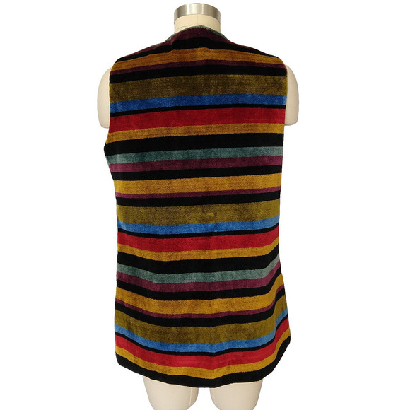 Vintage Vest Aladdin Tapestry Boho Hippie Carpet Striped Festival Size M Long - Picture 5 of 7